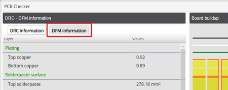 PCB Checker DFM information Tab