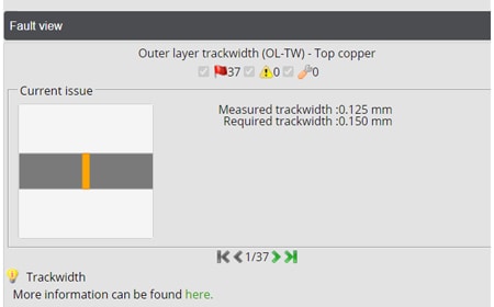 PCB Checker Fault view section