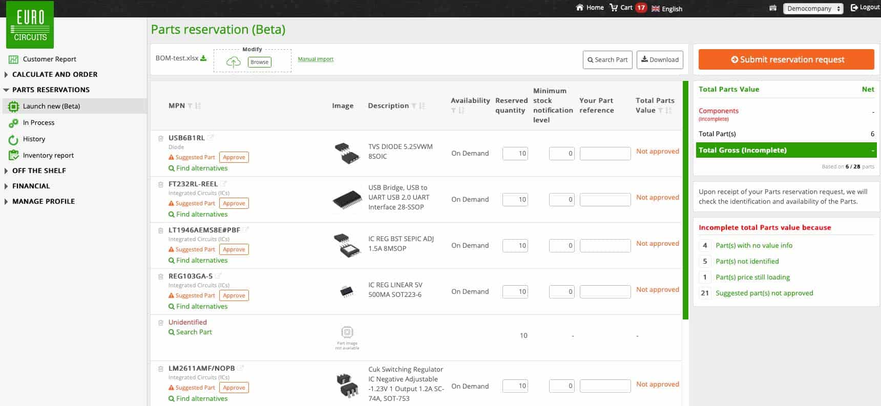 Parts-Reservation-BOM-List