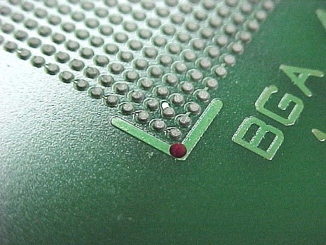 BGA pads with solder paste on them